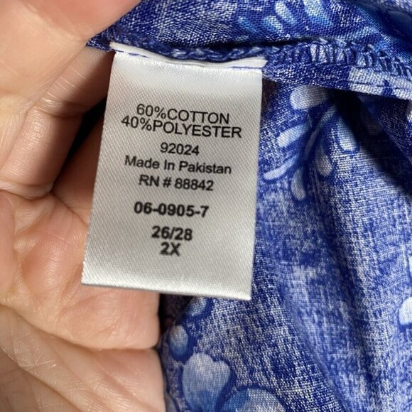 Dreams Co Dress Women's Plus 2X Hawaiian Mumu Nightgown Blue Floral Aloha Summer - Picture 8 of 11